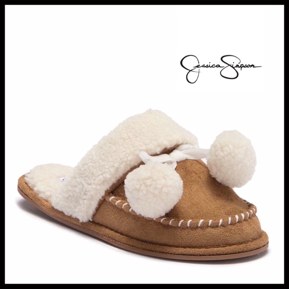 JESSICA SIMPSON FAUX SHEARLING MOCCASINS A2C - Picture 1 of 8